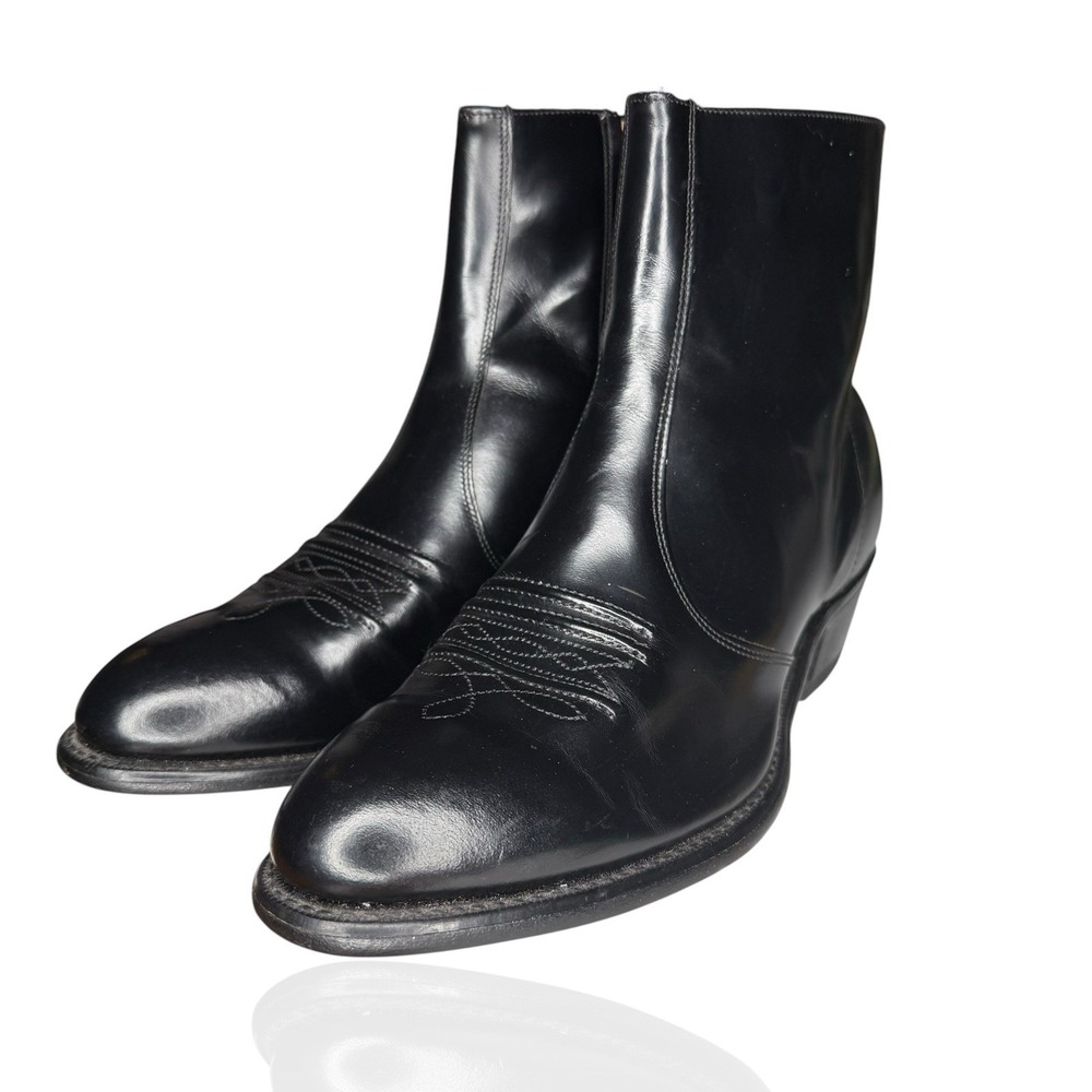 Vintage Hanover 9.5 EEE/E Ankle Boot Black 3688 Leather Zip Extra Wide Shoes USA